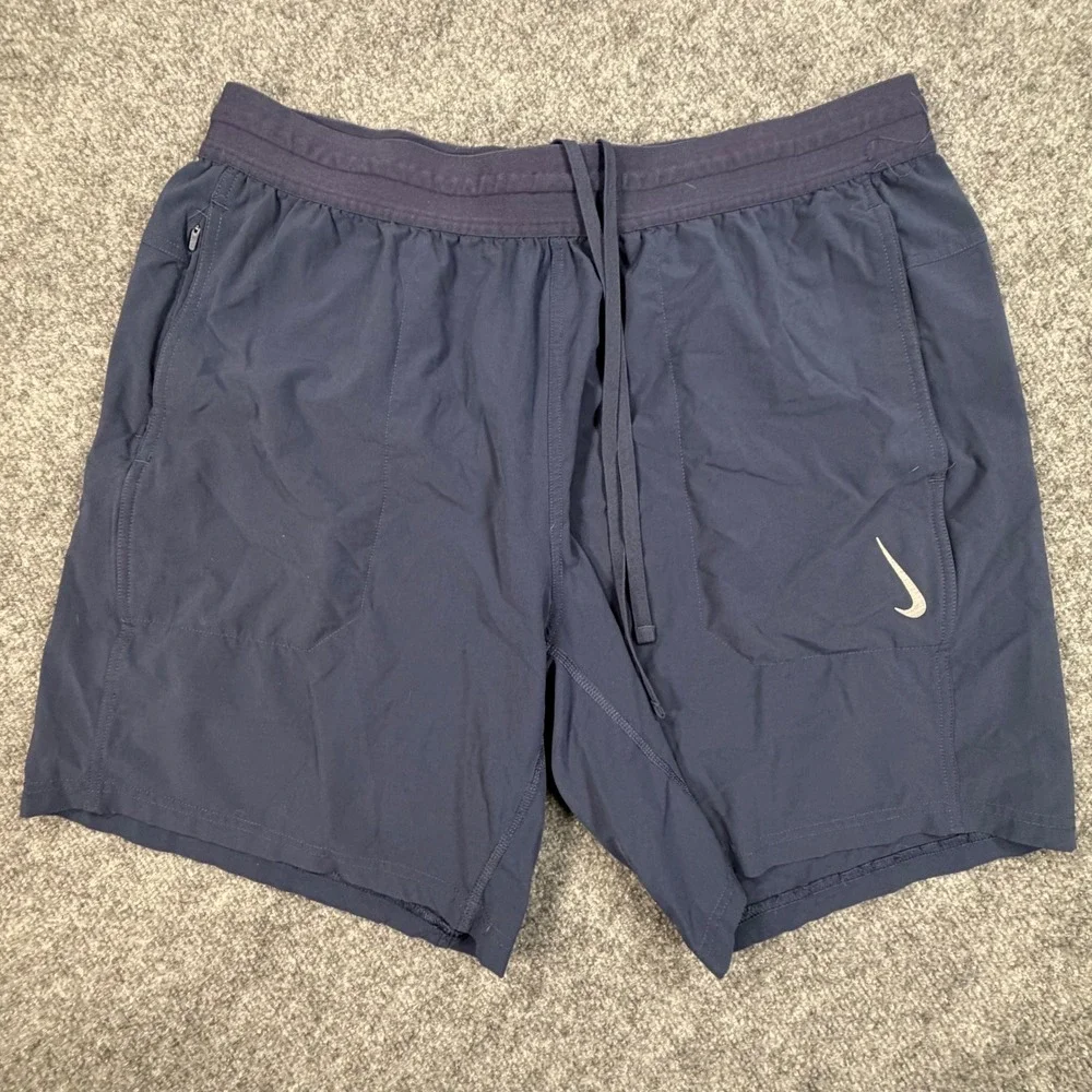 Nike Yoga Dri-FIT Mens Shorts XL Navy Blue Athletic Training CZ2210-451 0845
